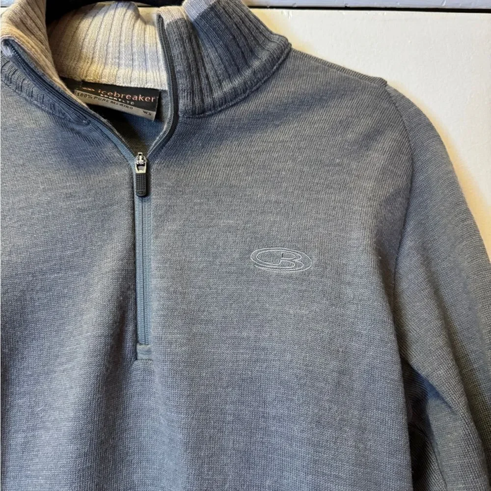 ICEBREAKER 100% Pure Merino Wool 1/4 Zip Sweater Gray Women’s Size Small
